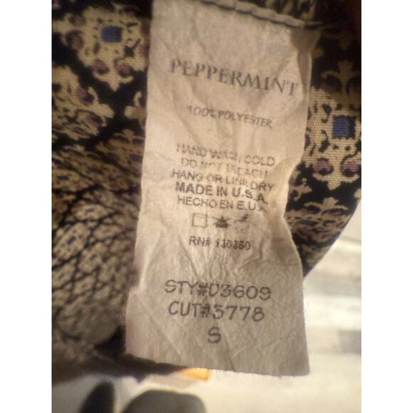 Peppermint Sheath Dress Womens Small Beige Green Geometric Print Pullover - Picture 7 of 7